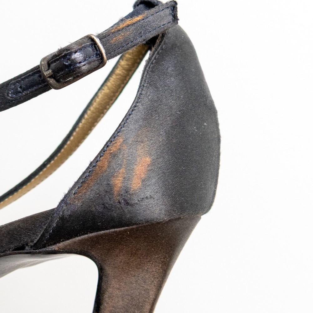 Vintage Yves Saint Laurent Black Satin Cross-Strap Heels – Size US 6 / EU 36.5 - Picture 10 of 10